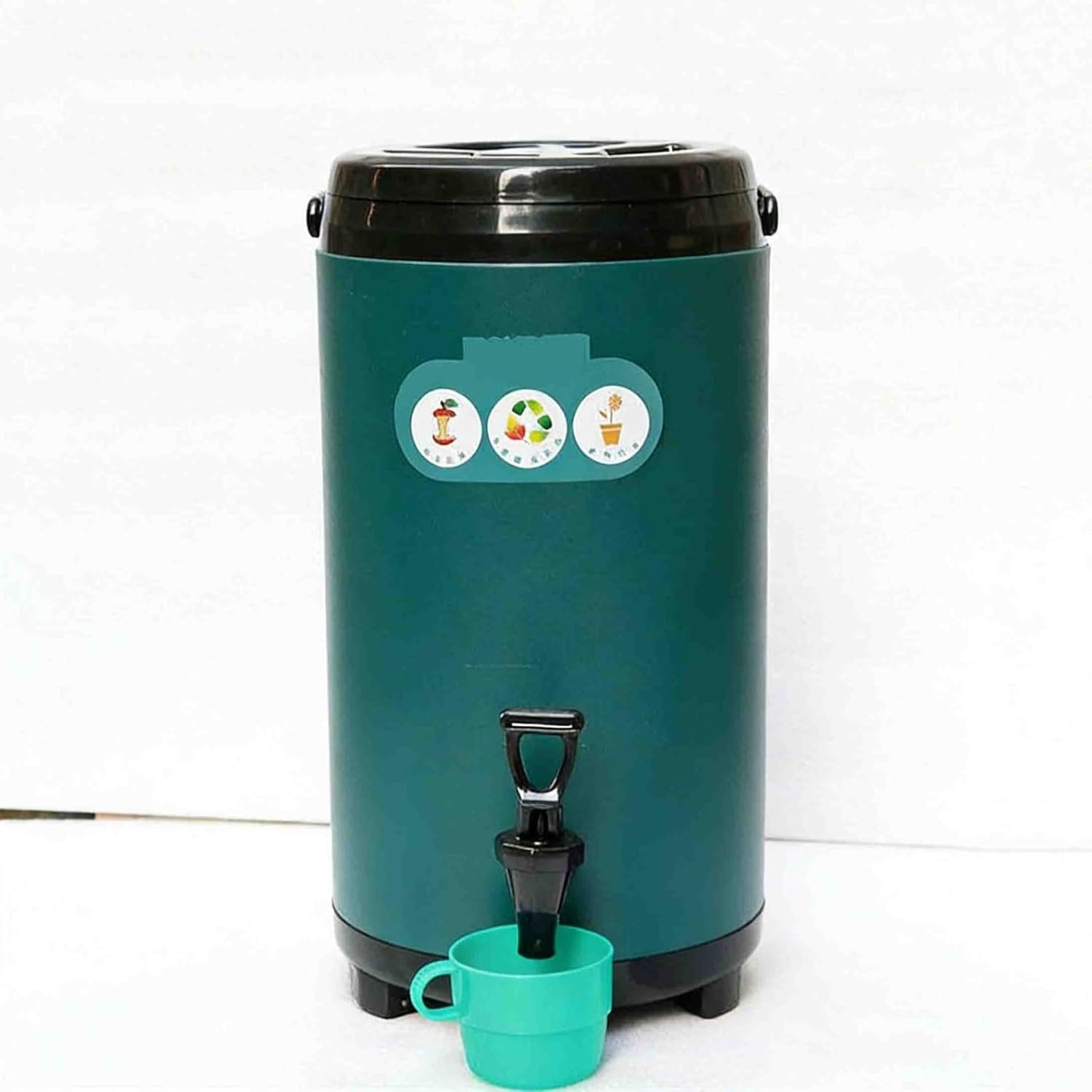 12L Kitchen Compost Bin, Indoor Compost Bucket with Lid & Handle, Compost Container with Plastic Cup, Large Composter for Countertop (Green)