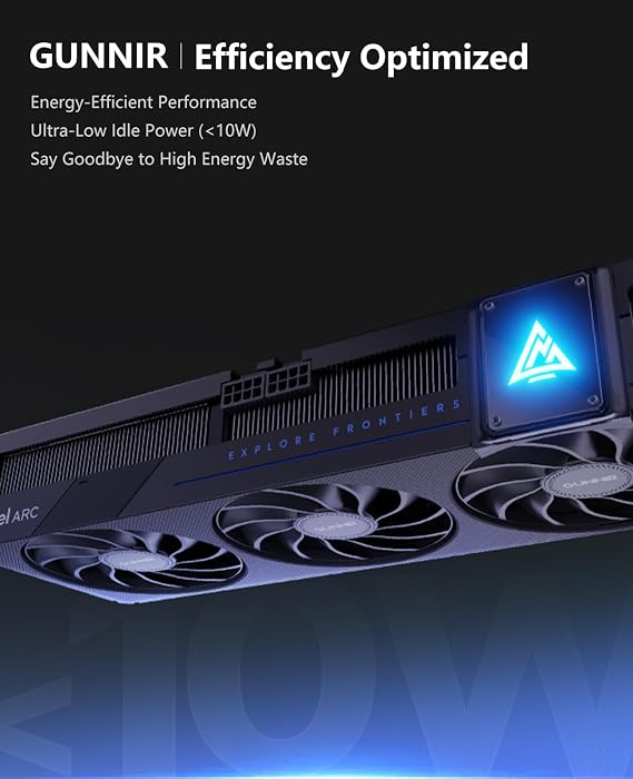 GUNNIR Intel Arc B570 Photon 10GB GDDR6 Graphics Card, 2670 MHz Boost (3x DP 2.1 + HDMI 2.1 | PCIe 4.0 x16) Triple-Fan Cooling, 4K/8K Ready, RTX 4060 Competitor(Black) (B570 Photon 10GB GDDR6 - Black)