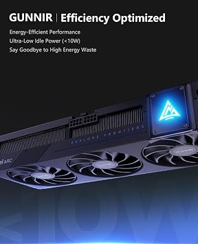 GUNNIR Intel Arc B570 Photon 10GB GDDR6 Graphics Card, 2670 MHz Boost (3x DP 2.1 + HDMI 2.1 | PCIe 4.0 x16) Triple-Fan Cooling, 4K/8K Ready, RTX 4060 Competitor(Black) (B570 Photon 10GB GDDR6 - Black)