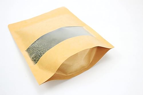 Miniatura 5 de 247 BAGS Paquete de 50 bolsas de papel kraft de 5.5 x 7.8 pulgadas, cierre con cremallera resellable con ventana frontal mate, almacenamiento de