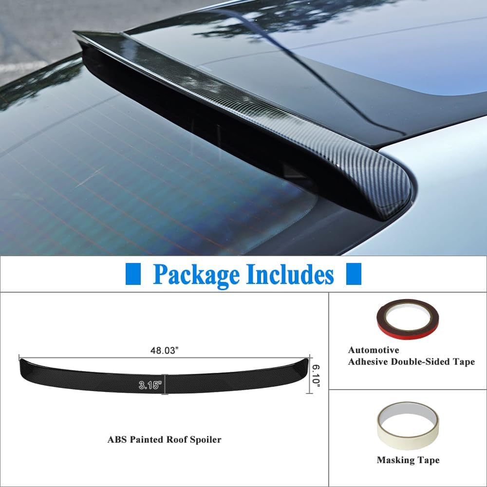 Carbon Fiber Look Roof Spoiler Compatible with 2018–2026 Toyota Camry LE SE XLE XSE Sedan, Rear Window Spoiler Wing (OE Style)