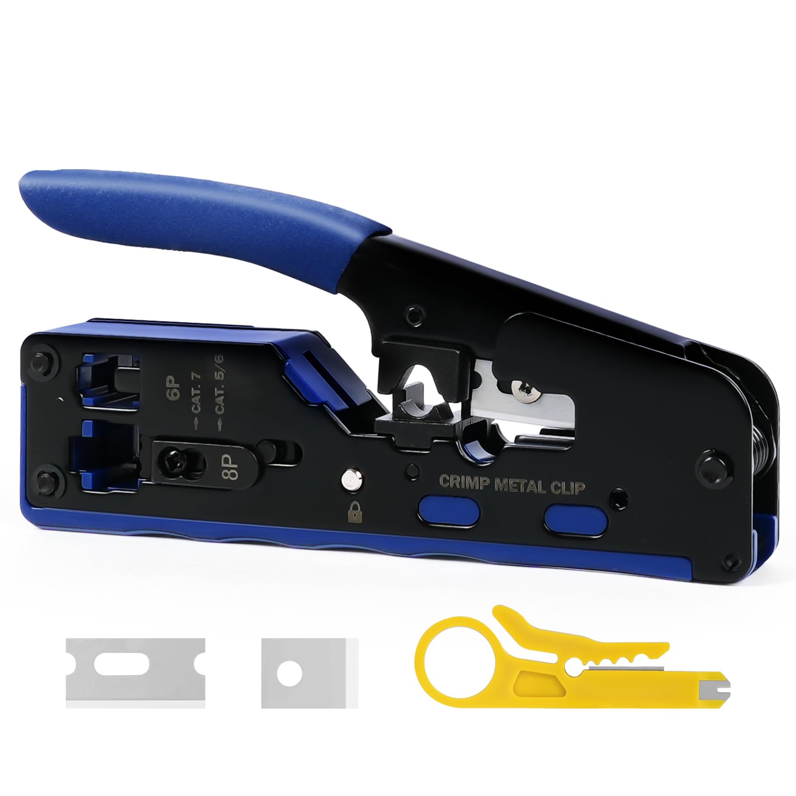 Narzędzie do zaciskania RJ45 do złączy sieciowych Cat5 Cat5e Cat6 Cat6a Cat7 RJ45 Crimp Network Plug and 6P RJ11 Phone Jack All-in-One Narzędzia cięcia, wsporniki cięć, paski