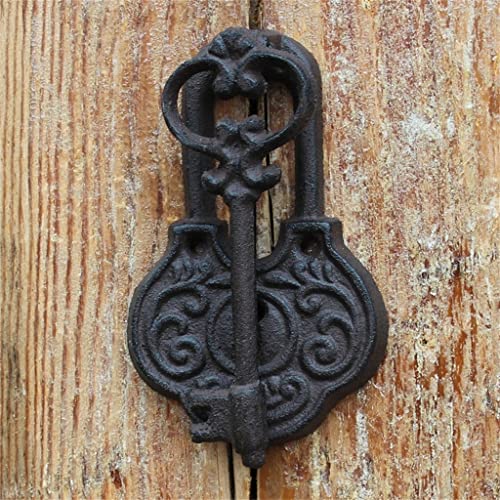 Llave antigua decorativa y aldaba de hierro fundido para portones de estilo clásico 6