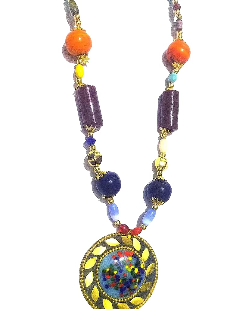 Dalthamman Natural Stones Multi Colour Traditional Tibetan Pendant Tribal Necklace/Fancy Jewellery Set for Women/Antique Necklace for Women (B0BYBFYGT8) Amazon Price History, Amazon Price Tracker