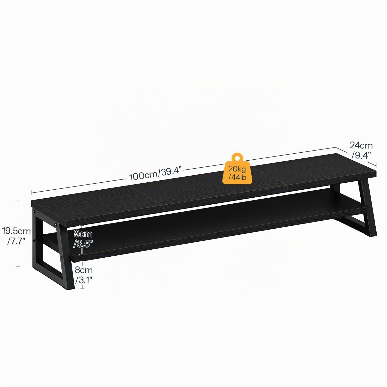 HOOBRO Supporto Monitor Scrivania a 2 Livelli per 2 Monitor, Supporto per Monitor con Rialzo per Monitor, Mensola da Scrivania per Ufficio con Spazio Contenitore, Accessori, Nero EBB122CJ01