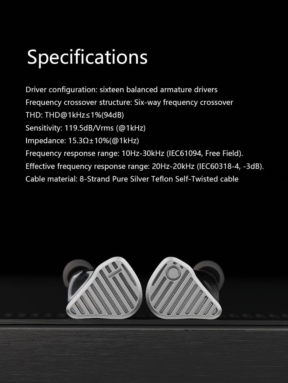 Fanmusic IOAUDIO Cielo Sixteen Balanced Armatures in-Ear Monitors 0.78mm 2Pin 2.5/3.5/4.4mm Plug Earphone