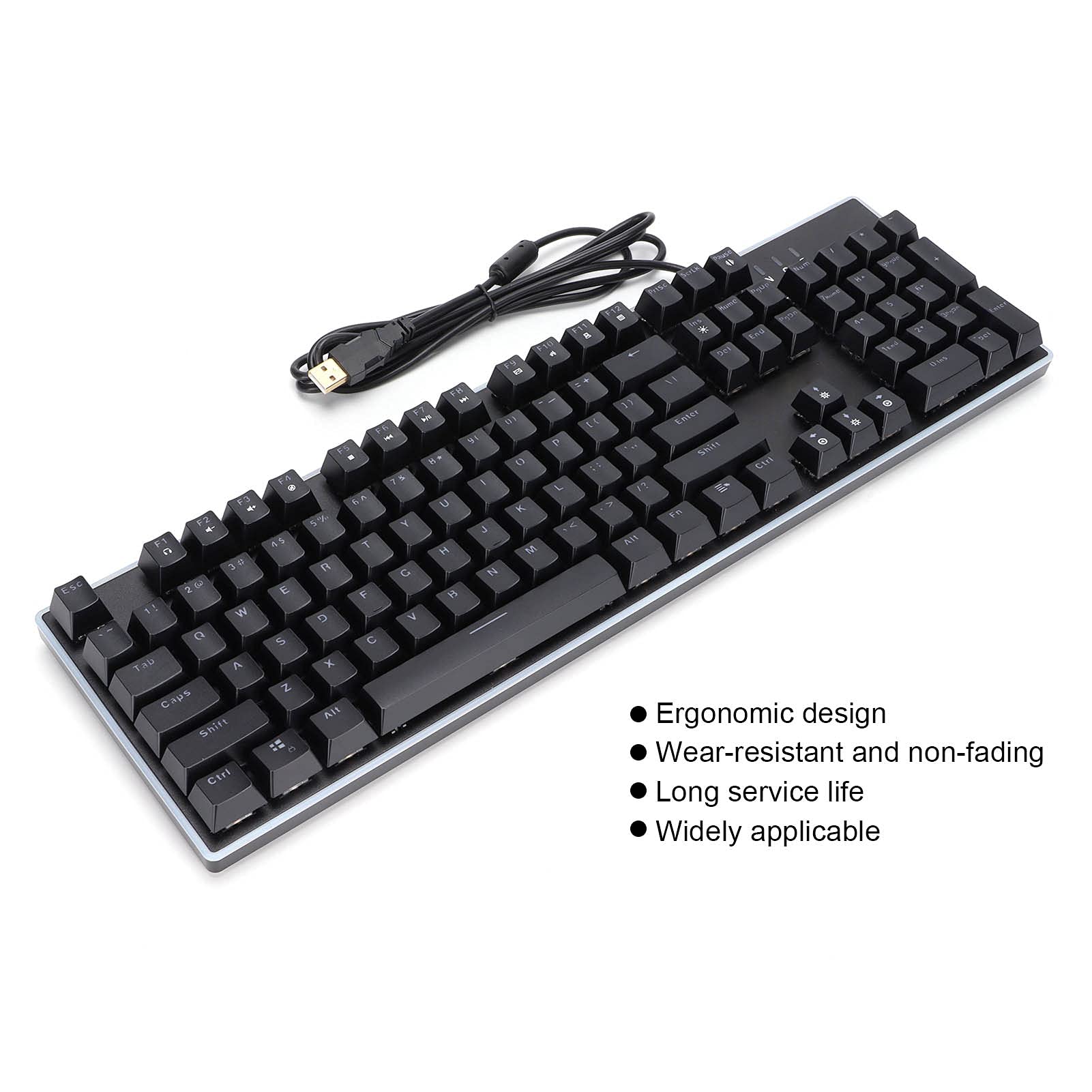 Przewodowa Klawiatura USB ze 104 Klawiszami, Zapewniająca Czysty Dźwięk i pyłoszczelną konstrukcję, Kolorowy System RGB, dla Graczy i Pracowników Biurowych