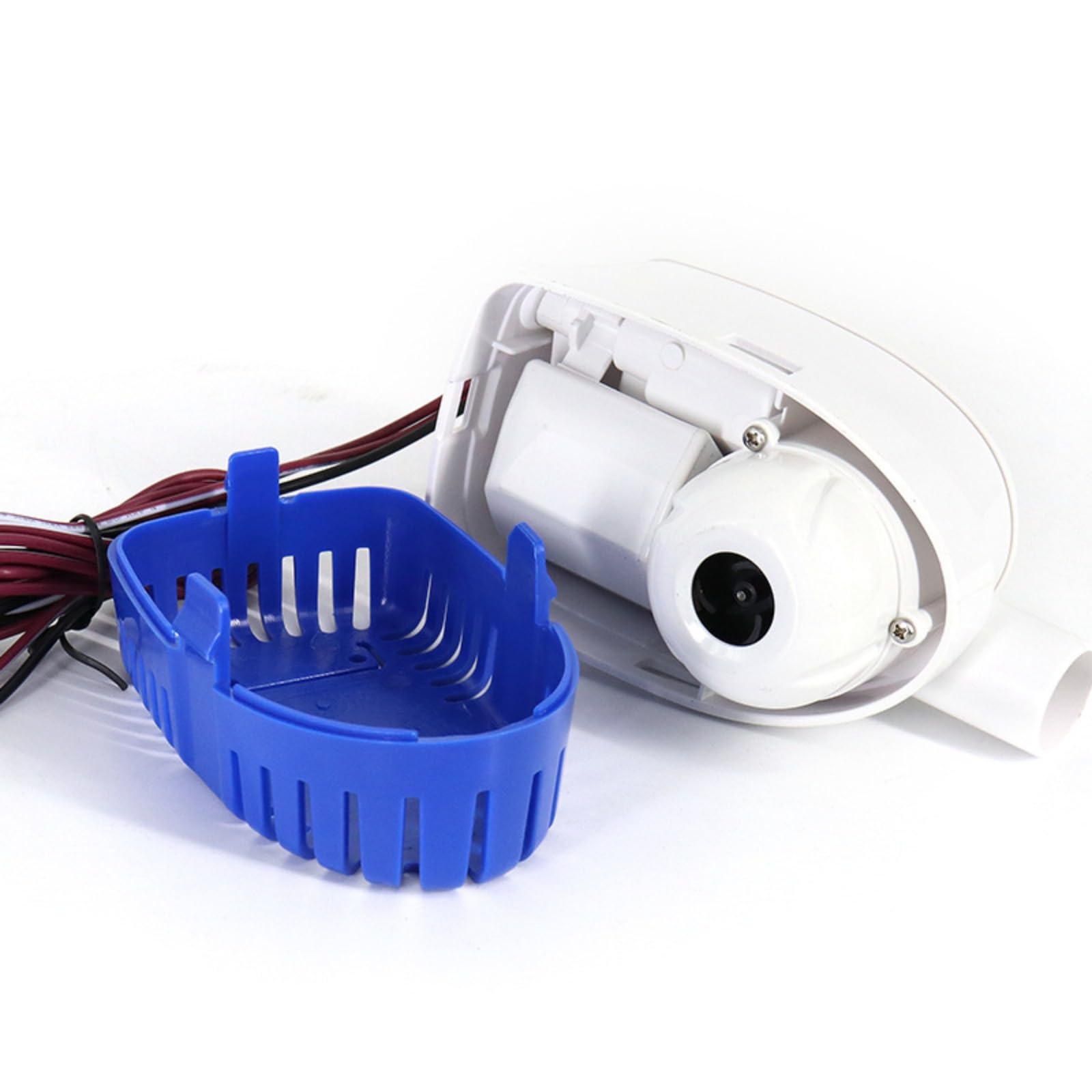 Pompa Sentina Automatica Marina Scarico Acqua Corpo Rettangolare con Uscita Laterale Protezione Detriti in Plastica Adatta a Barche Piccole Gommoni Scomparti Bassi, 12V 1100