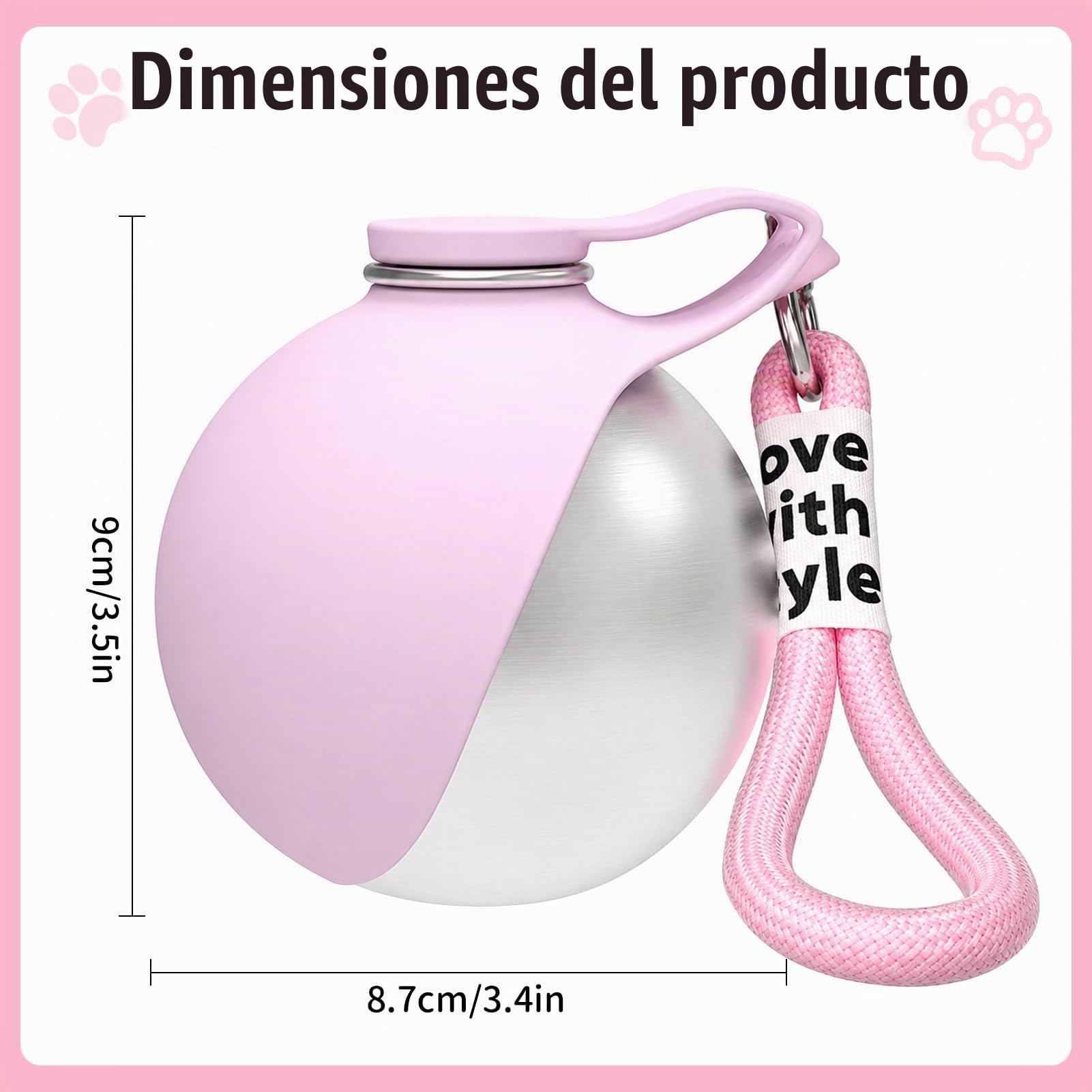 Shinybox Botella Portátil para Perros, 285 ml Botella para Perros para Viajes con Cuenco de Silicona, a Prueba de Fugas, para Perros Pequeños, Gatos, Viajes, Camping, Paseos