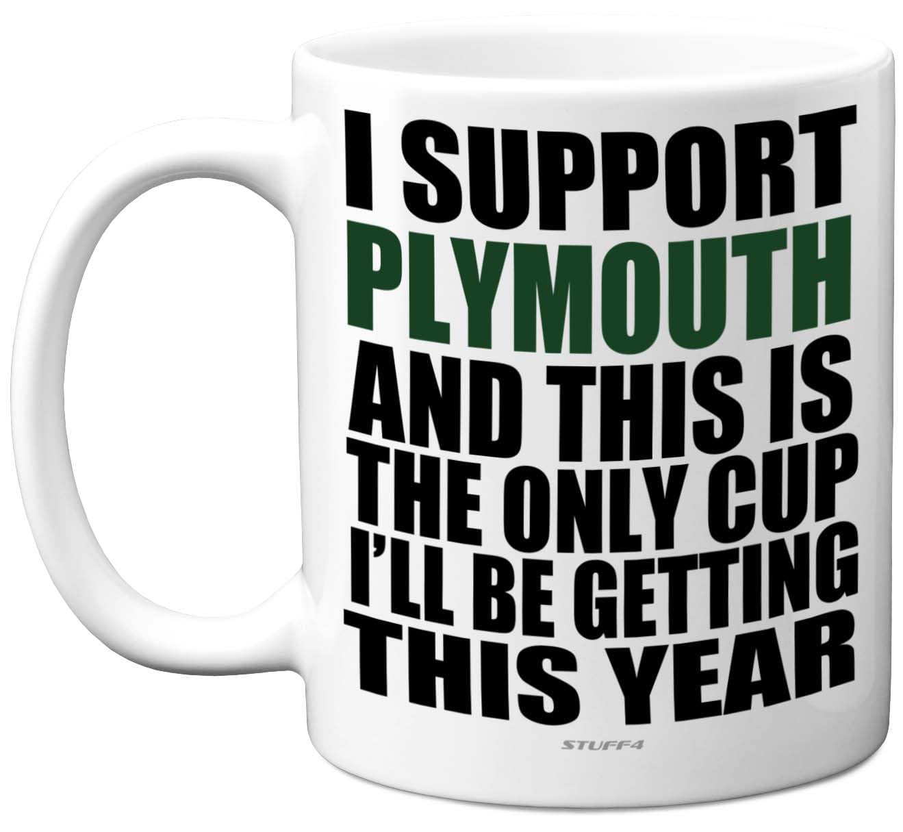 Funny Football Mug Gift for Plymouth Fans - Footy Only Cup - Joke Xmas Birthday Mugs Present Gifts for Son Dad Brother Uncle Colleague Friend Cousin, 11oz Ceramic Dishwasher Safe Coffee Tea Cup