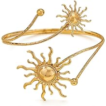 Caiyao Gold Silver Upper Arm Cuff Bangle Bracelets Boho Minimalist Adjustable Butterfly Flower Sun Moon Coil Swirl Open Armband Bracelet for Women Summer Beach Wedding Party Jewelry Gifts