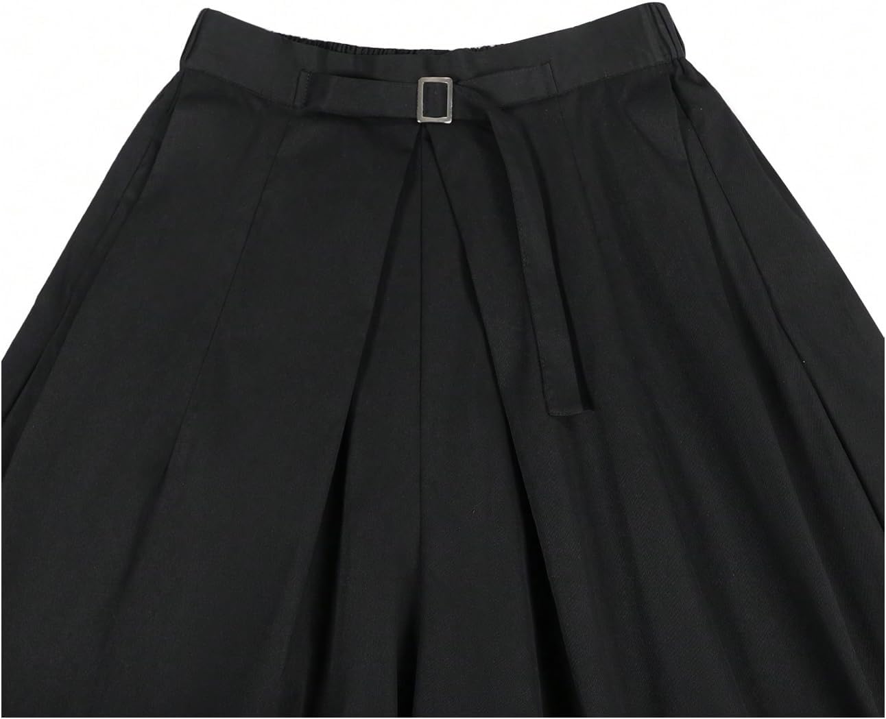 OYOANGLE Men's Wide Leg Pleated Skirt Pants Belted Pleated Japanese Cropped Harem Pants Japanese Trousers - Image 4