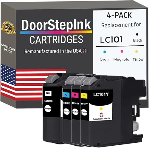 DoorStepInk Recambios de cartucho de tinta para Brother LC101 negro cian magenta amarillo para impresoras DCP-J152W MFC-J245 MFC-J285DW MFC-J450DW