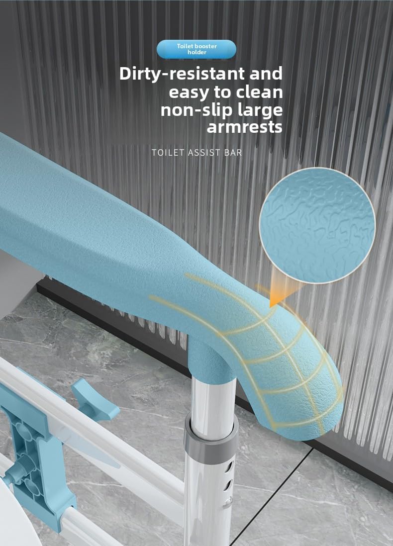 Toilet Frame Rail for Elderly, Stability Bathroom Handrail Assist Grab Bar Handles Railings for Elderly, Senior, Handicap Disabled, Height Width Adjustable, 300lbs Weight Capacity