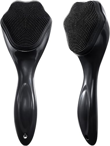 Cepillo exfoliante facial de silicona, paquete de 2 unidades para hombres, cepillo de limpieza facial manual manual para puntos negros, cerdas