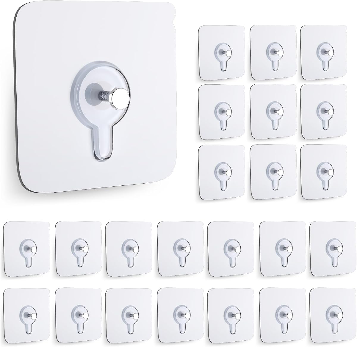 24 colgadores de cuadros sin clavos, colgadores de pared sin clavos, ganchos de pared adhesivos, para usar en el interior de la cocina, el baño, el hogar y la oficina (8 mm)
