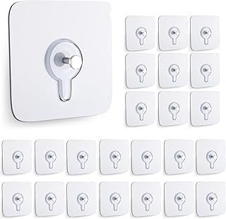 24PCS Picture Hangers Without Nails, Wall Hangers Without Nails, Adhesive Wall Hooks, to use Inside Kitchen, Bathroom, Home and Office (8mm)