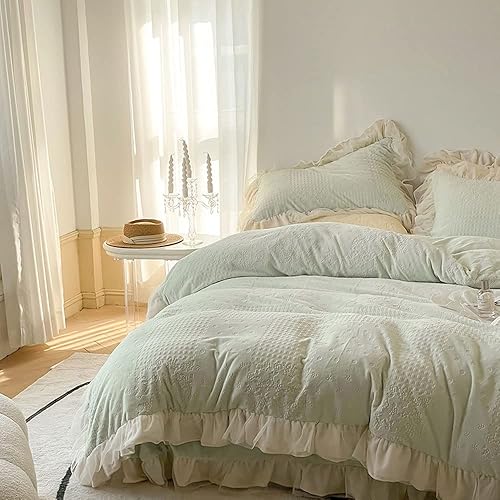 Miniatura 4 de ZHAOLEI - Juego de cuatro piezas de terciopelo con leche de invierno estilo princesa terciopelo coral funda de edredón cálida ropa de cama suave y