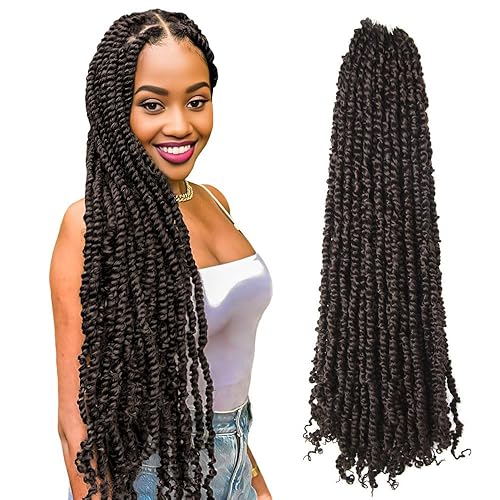 Miniatura 8 de Pelo Passion Twist de 8 pulgadas, trenzas de ganchillo pretrenzadas, paquetes de 8 paquetes (1Bnegro natural)