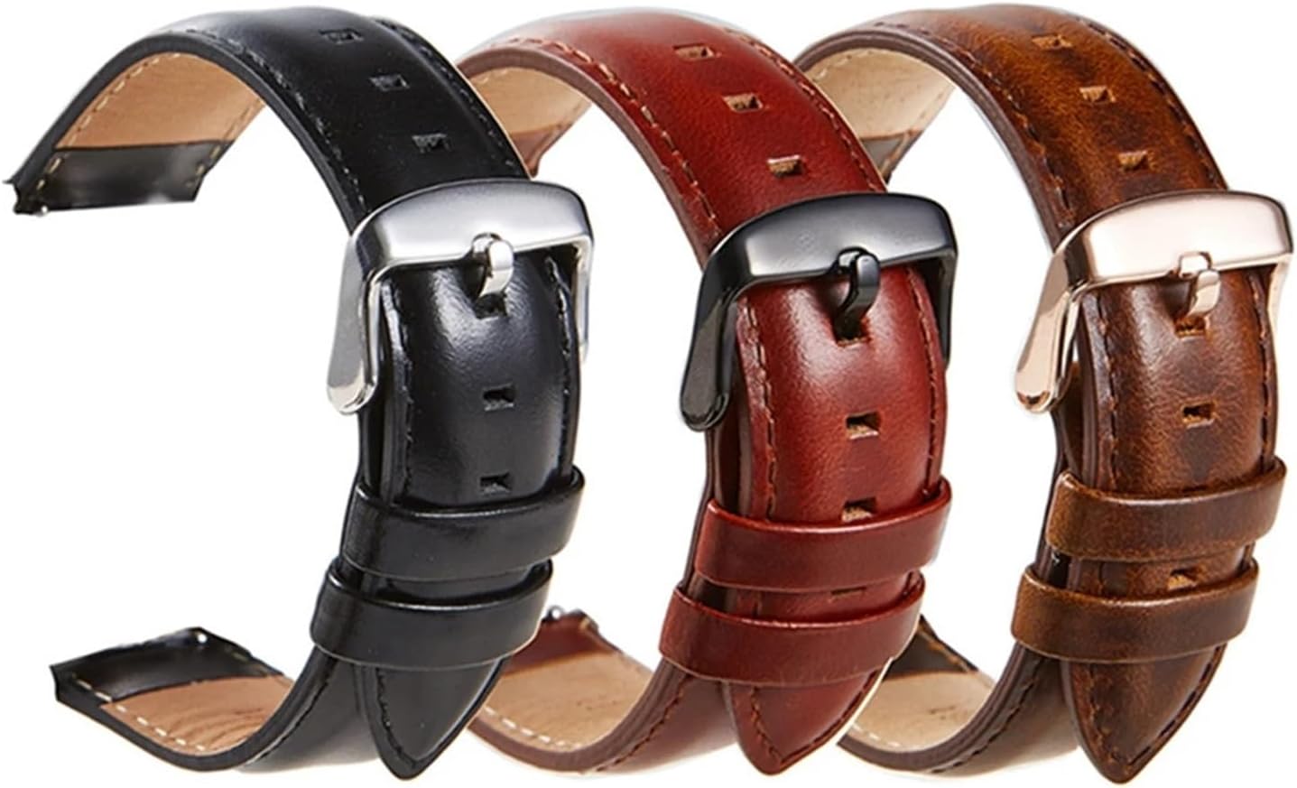 yingyingjia Genuine Leather Watchband 18mm 20mm 22mm Black Brown Oil Wax Cowhide Watch Band Quick Release Strap For Men Watch Accessories