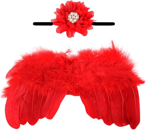 Miniatura 3 de Accesorio para bebé, disfraz de ángel de 0 a 6 alas para bebé, disfraz de ángel para bebé, foto de ángel, bolsillo de viaje (rojo, talla única)