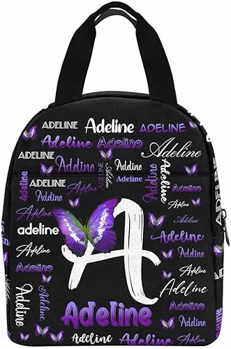 Miniatura 2 de Lonchera personalizada con nombre para niños, hielera de mariposa morada, reutilizable, para hija, nieta, sobrina, regalos