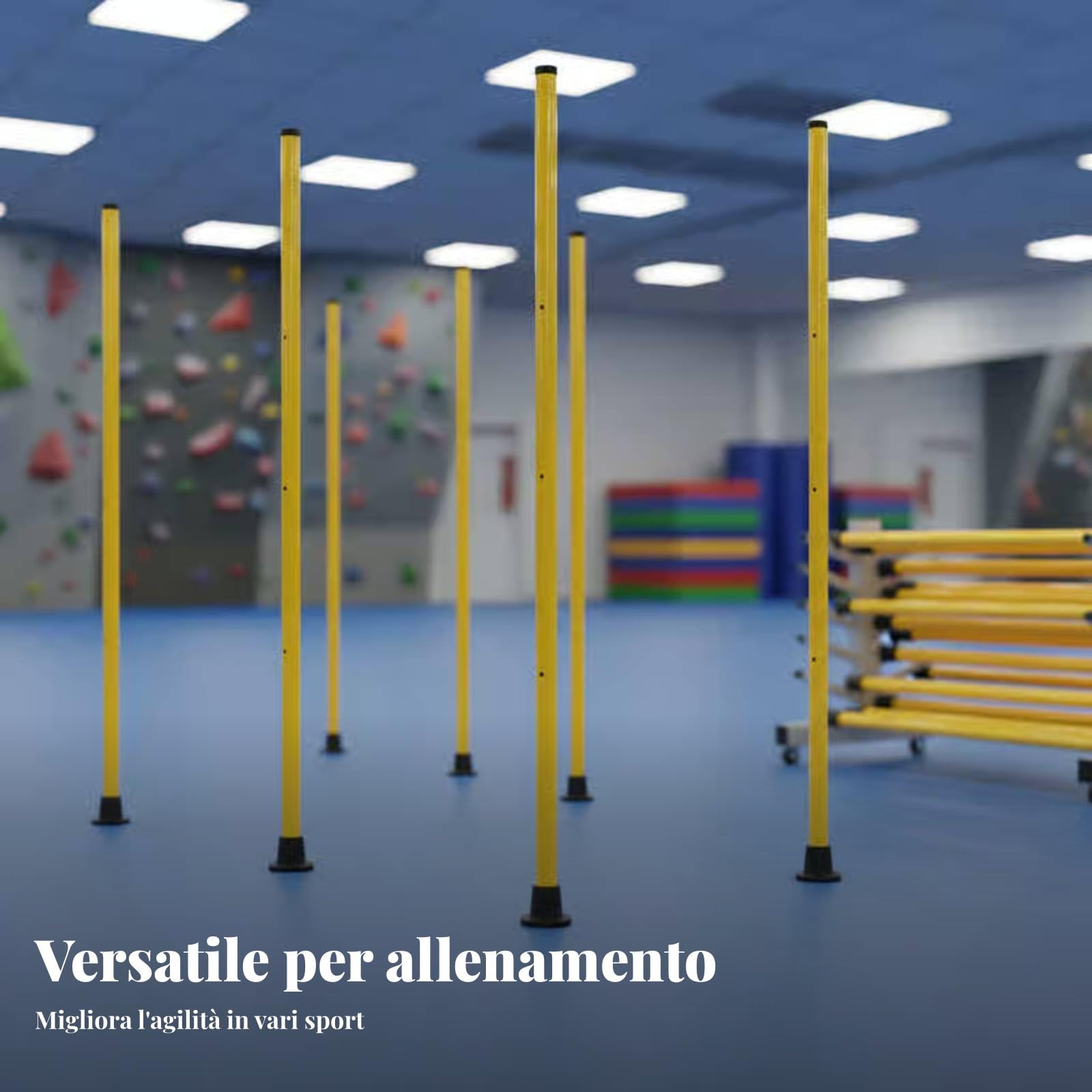Allenamento Agility Sportivo Bastone Telescopico Regolabile Slalom per Percorsi Asta per Rapidità E Agilità PVC Durevole con Base Adatto a