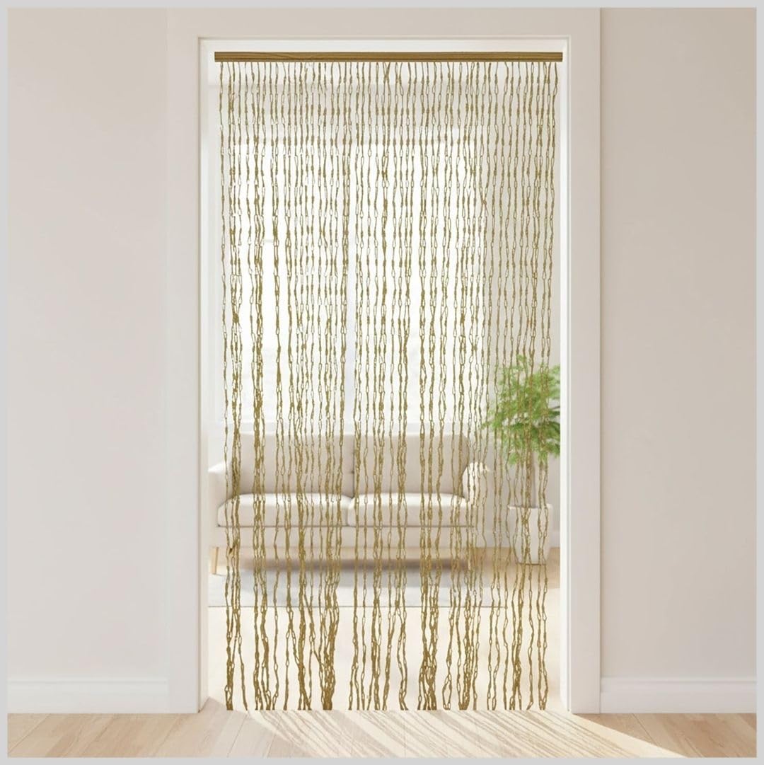 Tenda a Fili Intrecciata in Carta e Legno a Pannello, con Supporto in Pino, 100x220 cm o 120x240 cm, per Finestra, Balcone e Terrazzo (100x220)