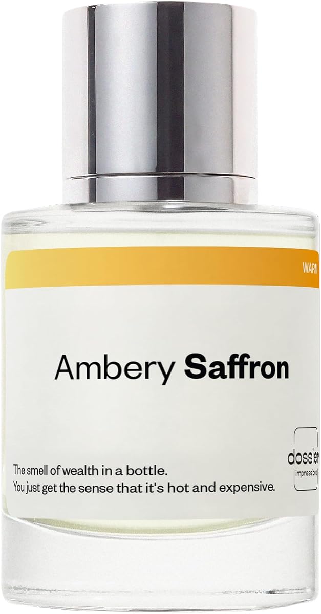 Dossier - Ambery Saffron - Inspirado en Baccarat Rouge 540 - EDP unisex | 1.7 fl oz (50ml) - Dossier Ambery Saffron Eau de Parfum Unisex - Perfume de azafrán - De larga duración, vegano y sin parabenos