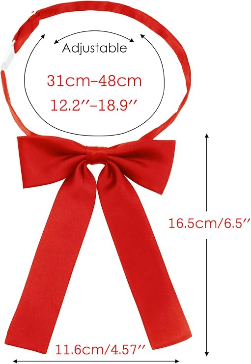 Mantieqingway Bow Ties for Women/Girls, Pre-tied Adjustable Bowties Solid Color Polyester Bow Tie for School Uniform Shirt