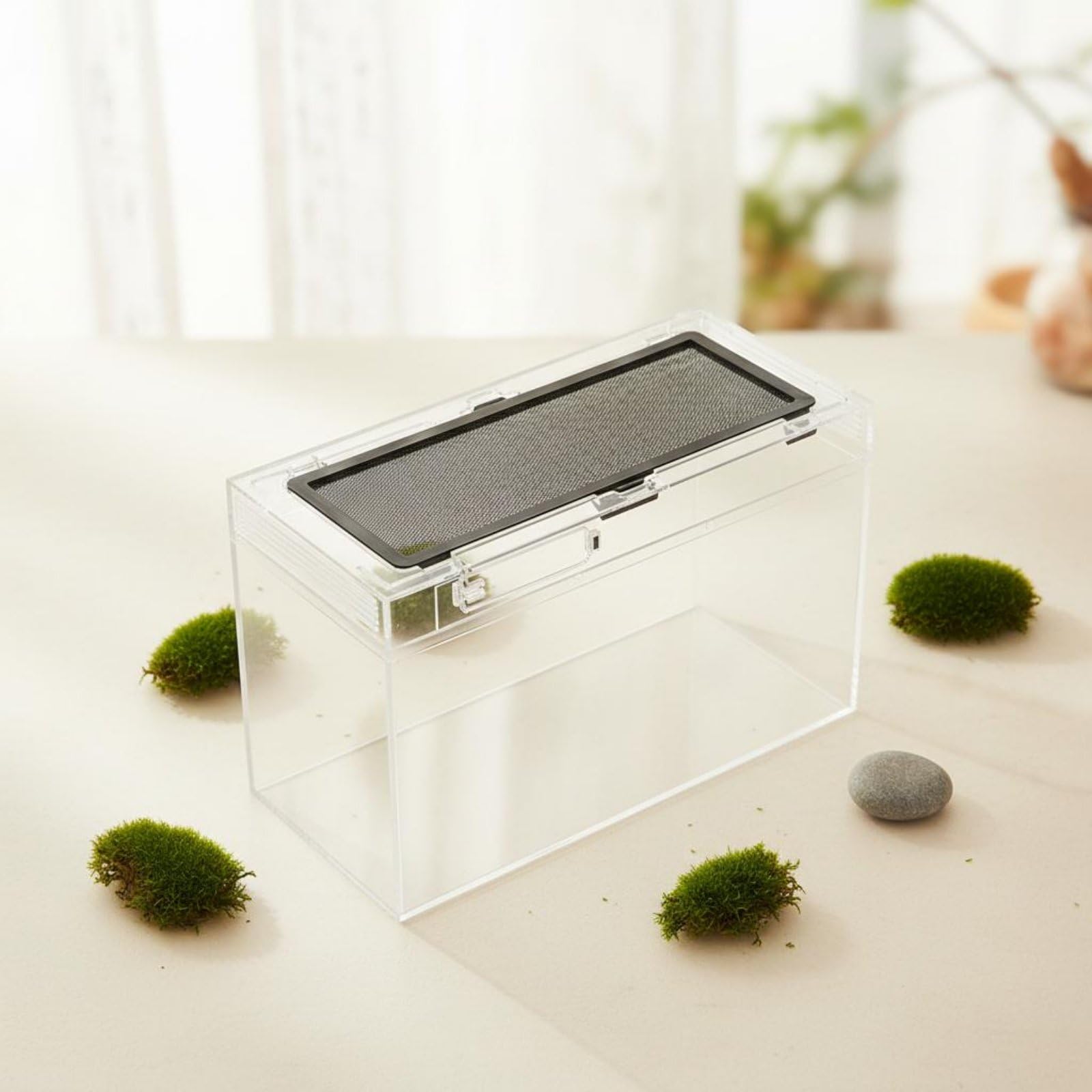 Reptile Terrarium Terrario para Reptiles Acuario Vivario Habitáculo con Visibilidad Panorámica de 360 Grados Tapa de, Acuario De Cría Integrado Sin Mascotas