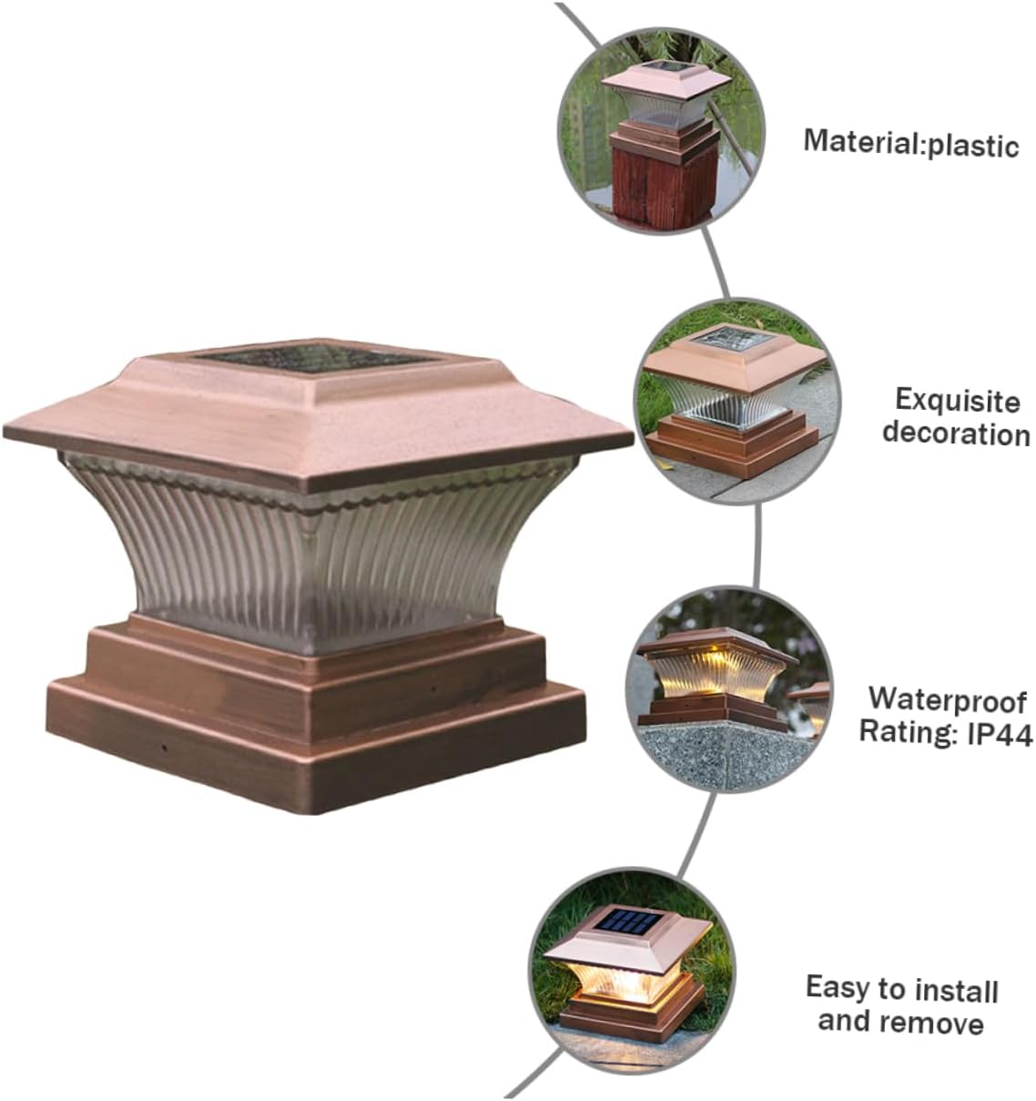 Solar Powered Garden Light Pillar Light Outdoor Decorative Lamp for Courtyard