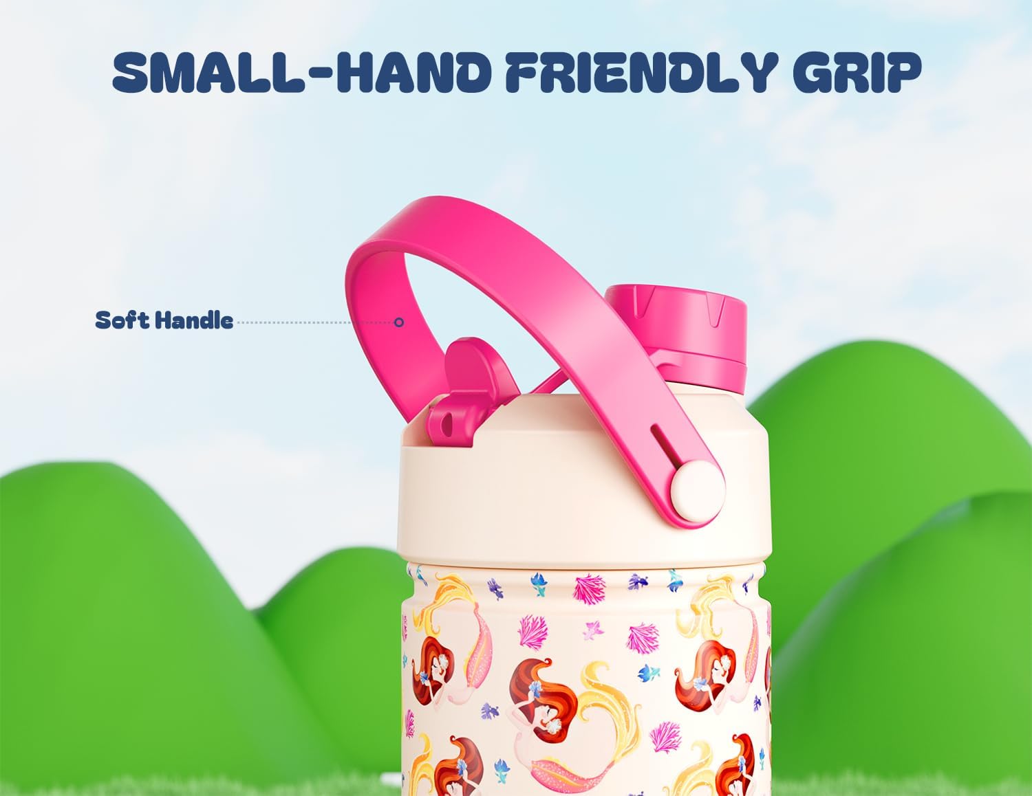 POWCAN 2 Pack 12 oz Kids Insulated Water Bottle for School: Leakproof, 2-in-1 Straw Spout Lid, BPA-Free, Keep Cold 24 Hrs, Stainless Steel Cup for Sports, Travel, Gift for Girls Boys Daughters Sons - Image 4