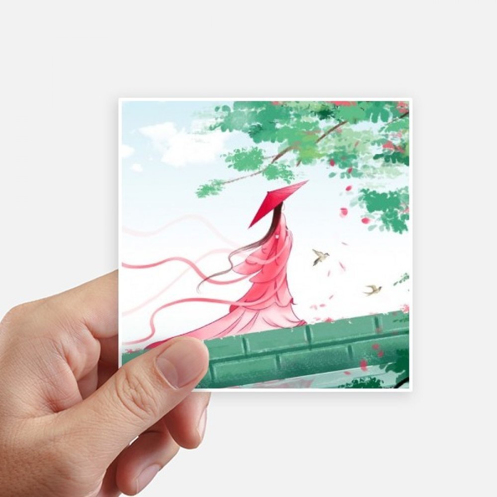 Sticker aquarelle vermillon aquamarine multicolor style chinois
