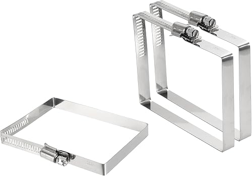 Miniatura 22 de uxcell 3 abrazaderas de manguera rectangular de acero inoxidable 304, ajustables de 2 x 2 pulgadas, abrazaderas de tubo de tubo de conducto