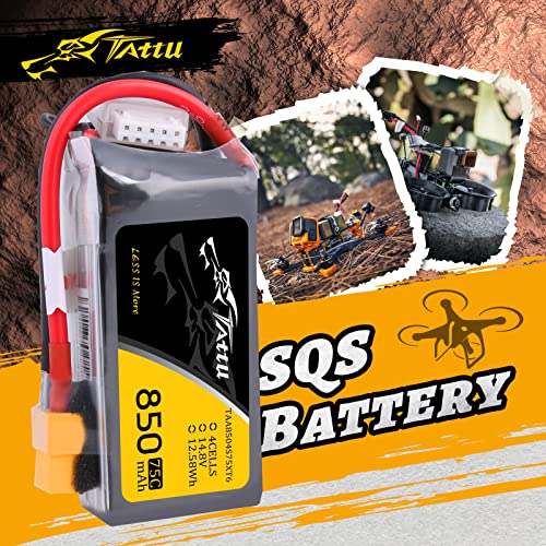 Tattu 850Mah 14.8V 75C 4S Lipo Battery Pack With Xt60 Plug For 150Mm 180Mm Sizes Fpv Quadcopters #TOP4