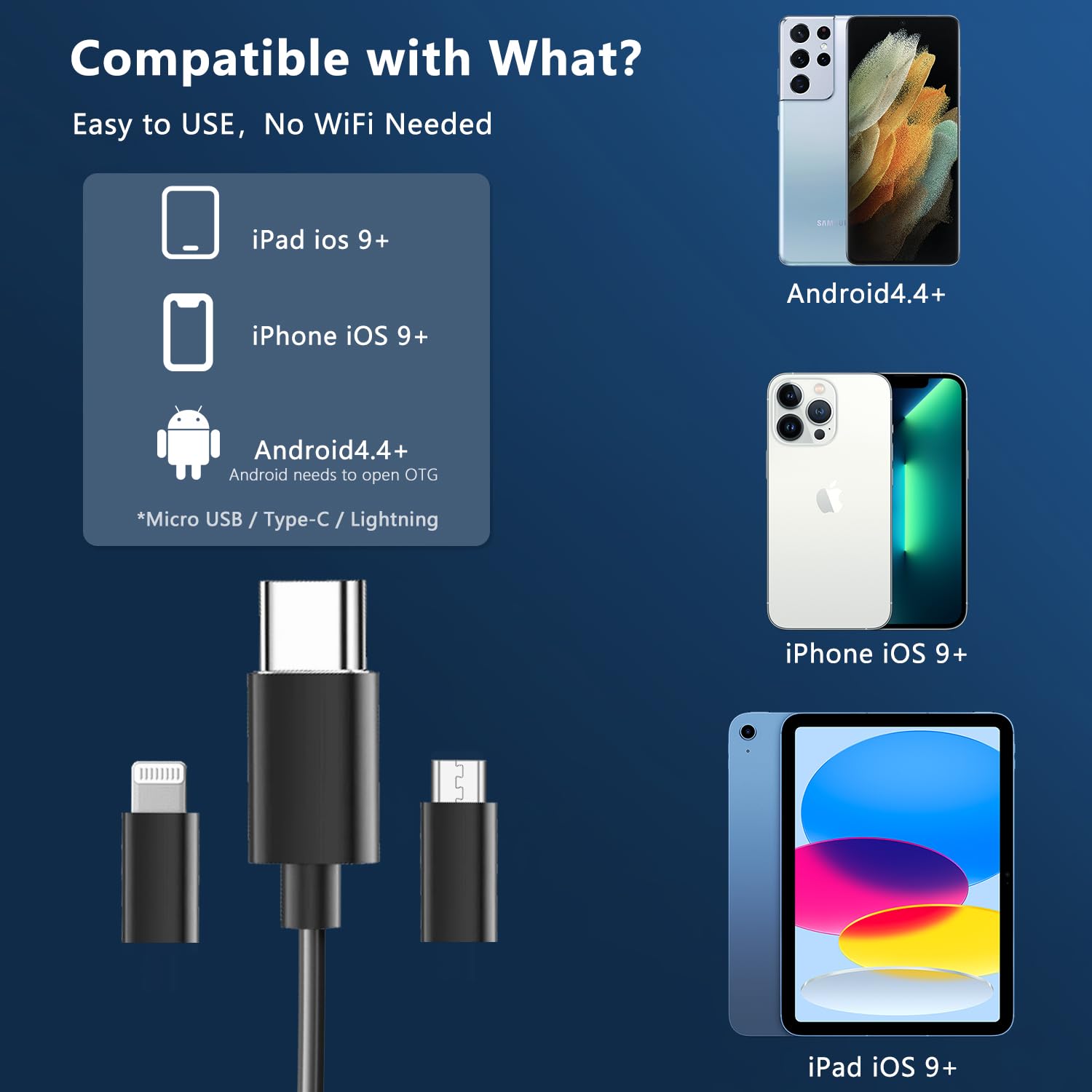 Endoscope Colofree 5m Pour Smartphone IOS - Caméra D'inspection 7,9mm étanche IP67 Avec 8 LED