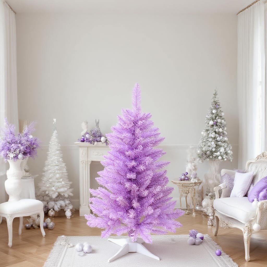 Small Christmas Tree 3FT Artificial Desktop Xmas Tree for Holiday Decor 160 Branch Tips,Purple