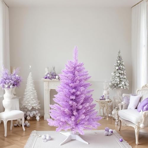 Miniatura 14 de Pequeño árbol de Navidad artificial de 4 pies para decoración de la casa de Halloween, color plateado Plata