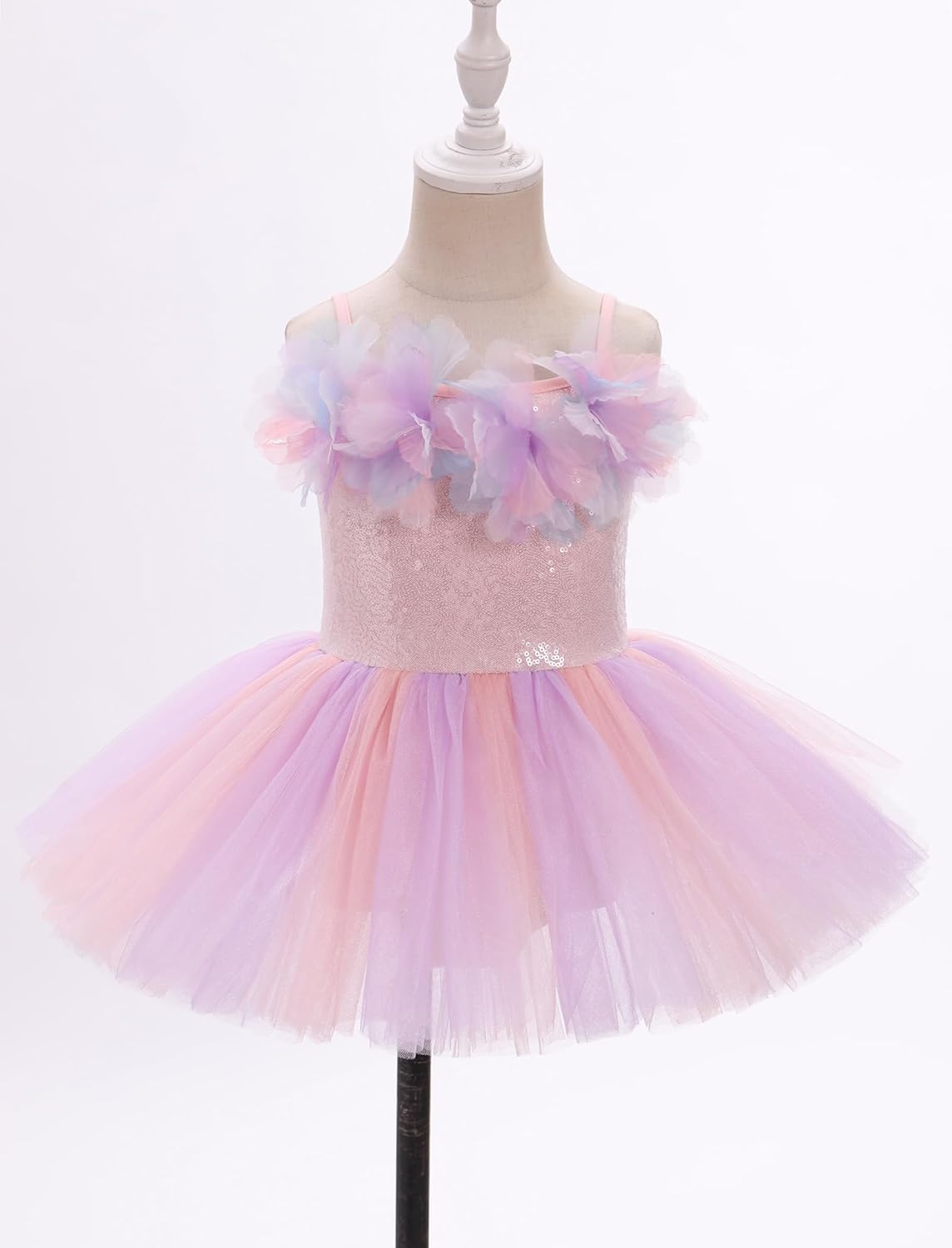 ODASDO Dance Leotard For Girls Toddler Kids Shiny Sequin Flower Camisole Dress Tutu Skirt Ballerina Dancewear - Image 3