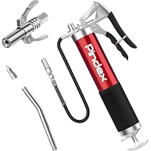 Pindex Manual Grease Gun Set with Coupler, 18in Flexible Hose, Adapter,Ends | for Cartridge 400g, for Excavator Harvester, Leak-Resistant, Easy to Fill