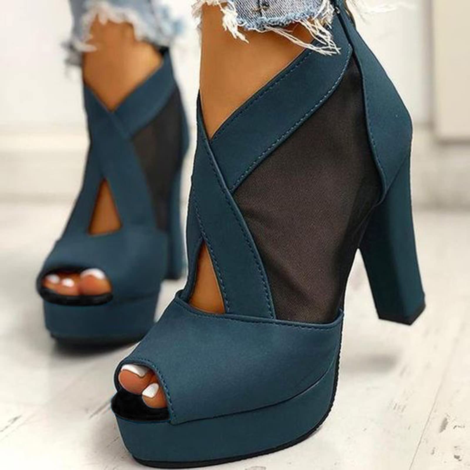 Scarpe Donna Estive con Zeppa Eleganti Comodi Sandali da Donna con Tacco e Tacco in Tinta Unita Sandali Zeppa Punta Chiusa