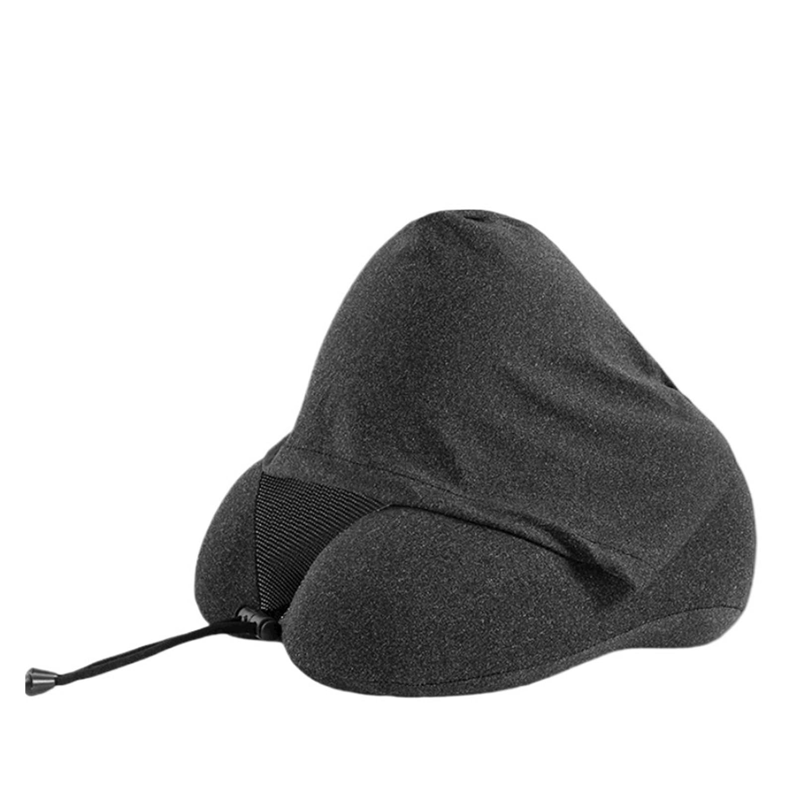 WWYYZAYC Multifunctional Hooded Memory Foam U-shaped Pillow Office Pillow Travel Cervical Pillow Easy To Store Nap(Black)