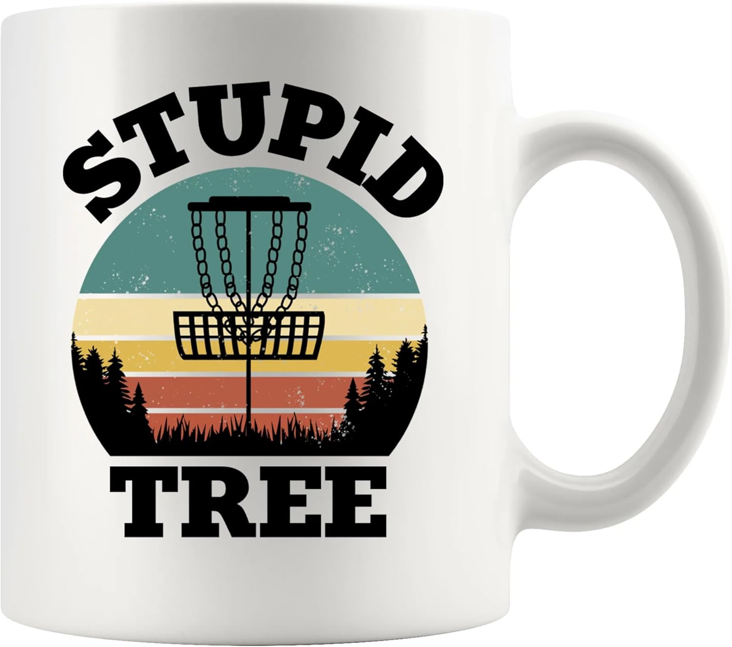 Panvola Stupid Tree Disc Golf Gifts Funny Disc Golf Player Gifts For Dad Mom Grandpa Grandma From Son Daughter Husband Wife Novelty Drinkware Ceramic Mug (White, 11 oz)