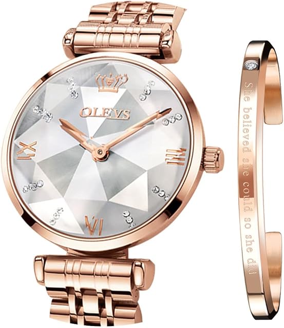 OLEVS Ladies Watches Japanese Quartz Rose Gold Crystal Stainless Steel Fashion Women Wrist Watch Waterproof Luxury Dress