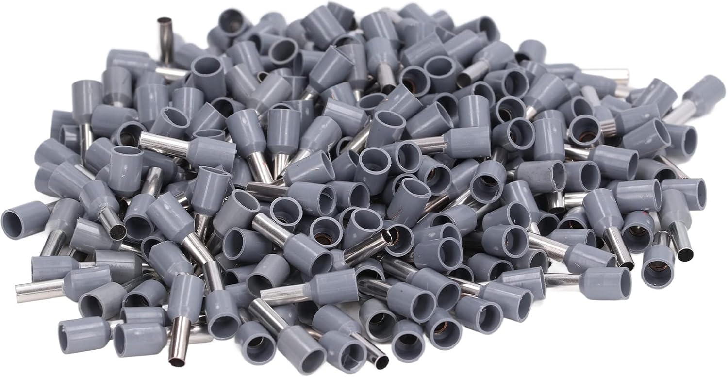 Eujgoov 1000Pcs 12 AWG Insulated Ferrule Kit, Copper Wire Ferrule Connectors Kit Insulated Electrical Pin Cord End Connectors (E4009)