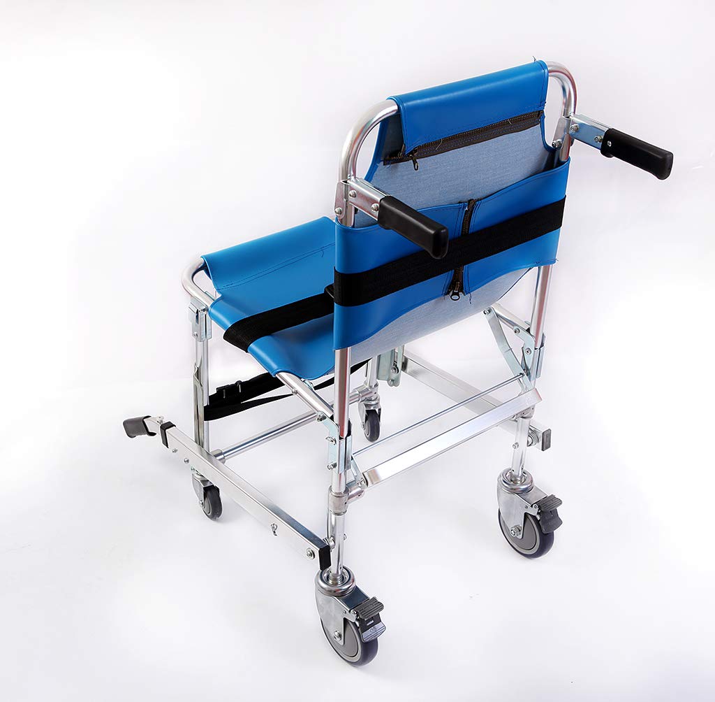 Aluminium Léger Chaise D'escalier EMS Fauteuil D'escalier d'ascenseur Médical D'évacuation d'urgence avec Boucles À Dégagement Rapide, Bleu