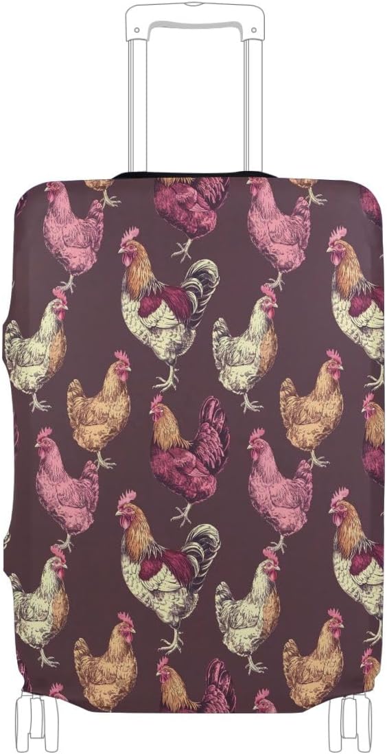 CHIFIGNO Farmhouse Chickens Cover for Luggage Travel Luggage Covers Protector Fits 18-32 Inch Luggage M Fits 22-24 Inch