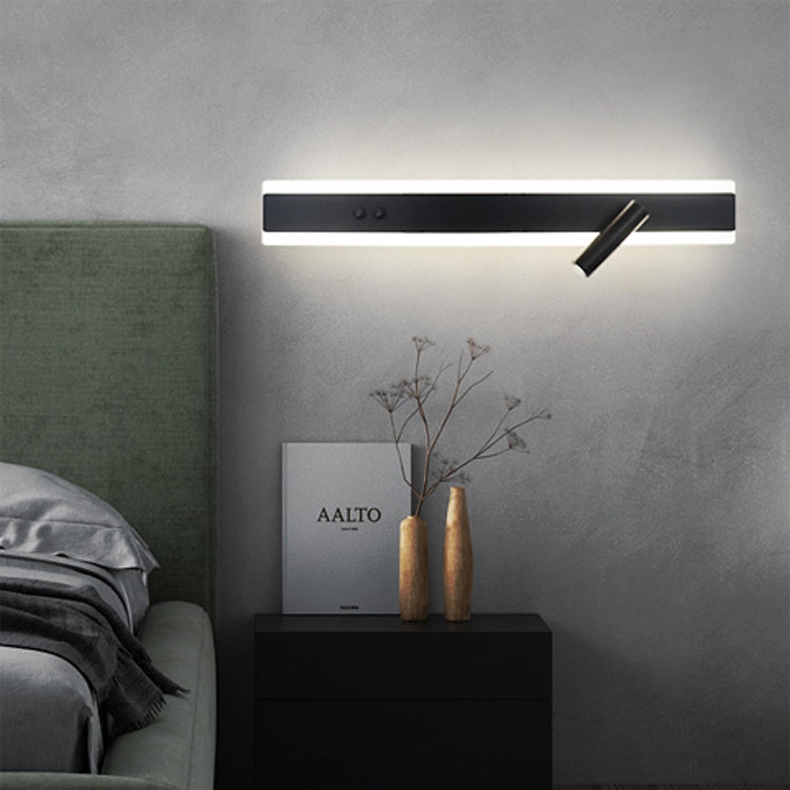 Foco orientable de pared LED con doble interruptor para leer en la cama sin molestar 8