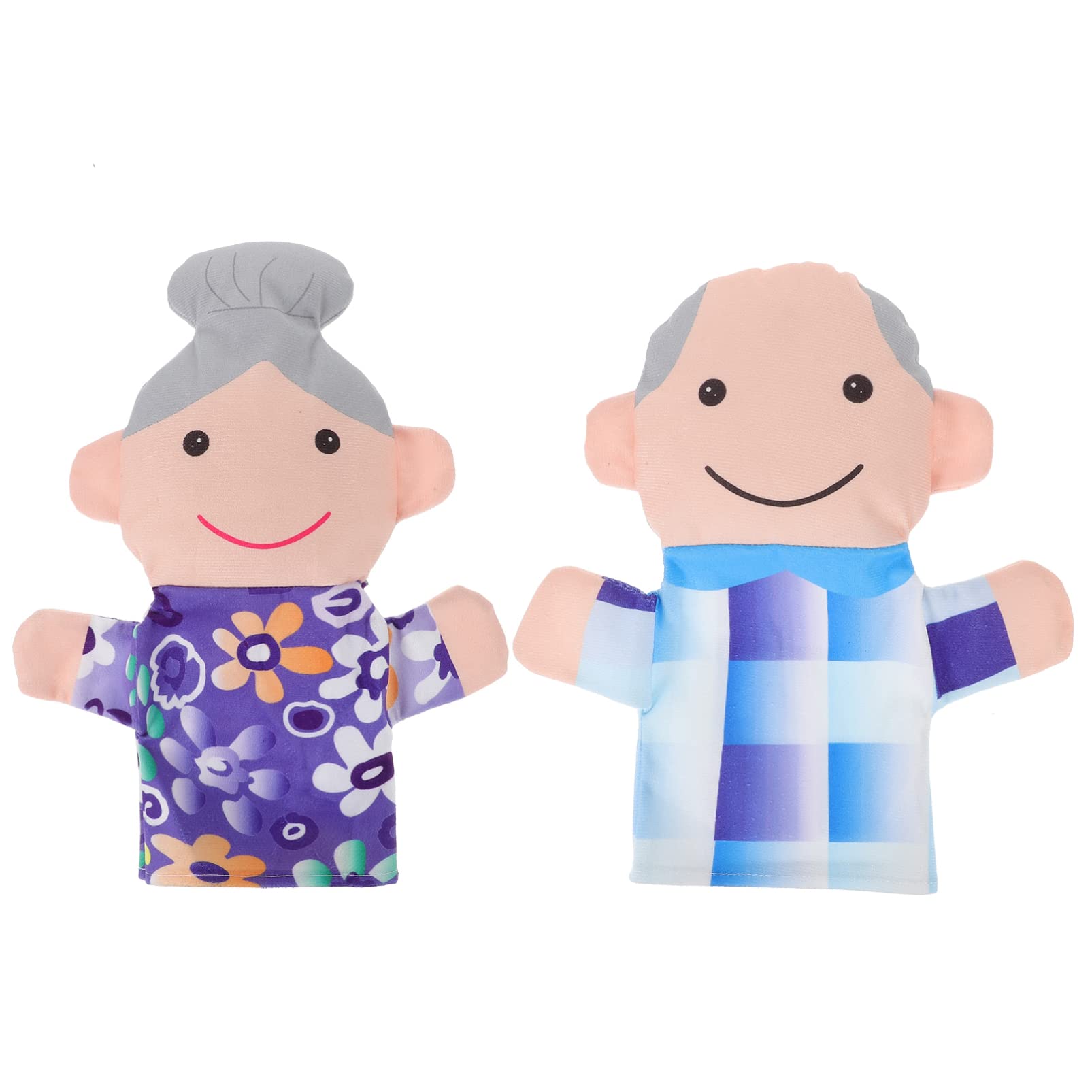 Alipis 2pcs Hand Puppet Family Members Puppets Plush Hand Puppets Grandparents Grandfather Grandmother Hand Puppets for Storytelling Teaching Preschool Role Play